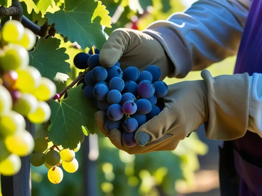 Un viticultor francés recolecta uvas en un viñedo histórico en Chenonceau