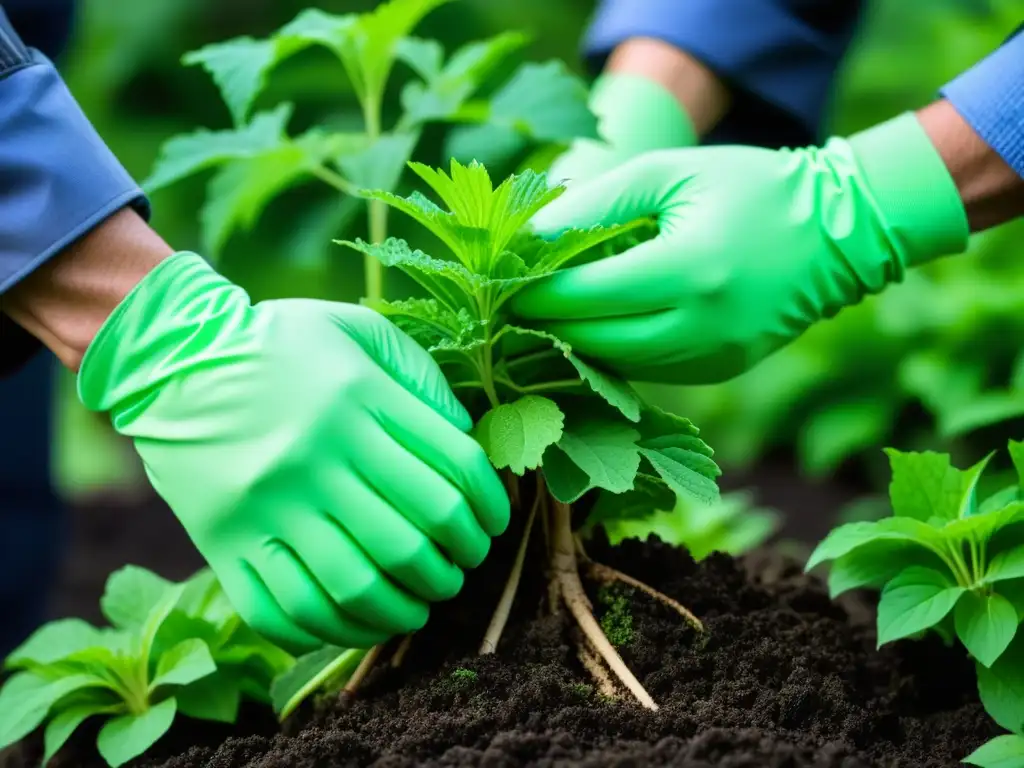 Un wasabi japonés siendo cuidadosamente cosechado, resaltando su naturaleza robusta